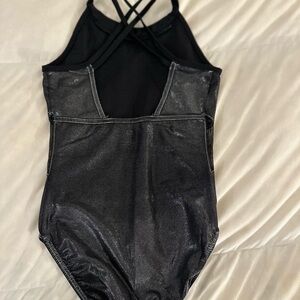 Ozone Nastia Liukin Shiny Black Cross-Back Gymnastics Dance Leotard Adult XS